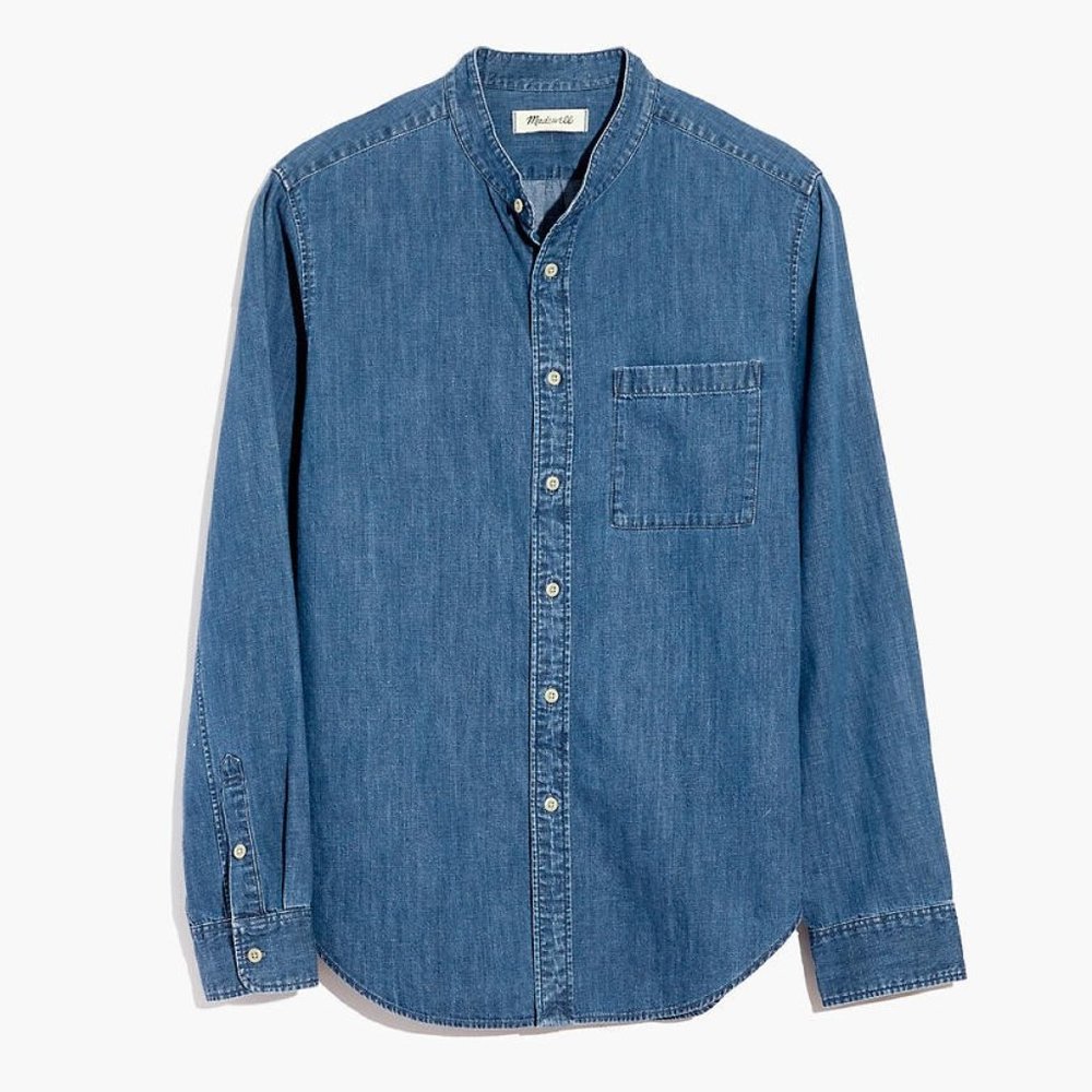 Madewell Denim Banded-Collar Perfect Shirt